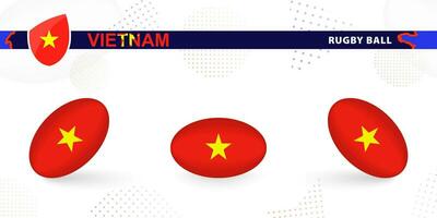 le rugby Balle ensemble avec le drapeau de vietnam dans divers angles sur abstrait Contexte. vecteur