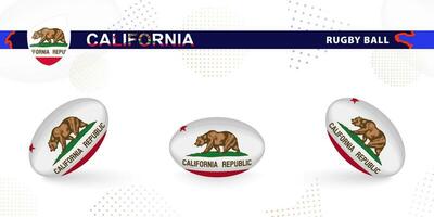 le rugby Balle ensemble avec le drapeau de Californie dans divers angles sur abstrait Contexte. vecteur