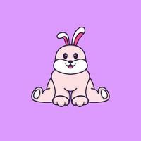 lapin mignon est assis. concept de dessin animé animal isolé. peut être utilisé pour un t-shirt, une carte de voeux, une carte d'invitation ou une mascotte. style cartoon plat vecteur