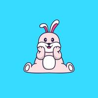 lapin mignon est assis. concept de dessin animé animal isolé. peut être utilisé pour un t-shirt, une carte de voeux, une carte d'invitation ou une mascotte. style cartoon plat vecteur