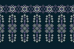 ethnique géométrique en tissu modèle traverser point.ikat broderie ethnique Oriental pixel modèle bleu Contexte. abstrait, vecteur, illustration. texture, vêtements, cadre, décoration, motifs, soie fond d'écran. vecteur