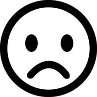 noir triste emoji visage plat style icône. déprimé émoticône. pensif faciale expression vecteur conception
