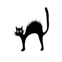 noir chat silhouette illustration vecteur dans dessin animé style sur blanc Contexte. Halloween élément. Halloween concept.