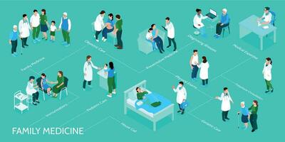 isométrique famille médicament organigramme vecteur