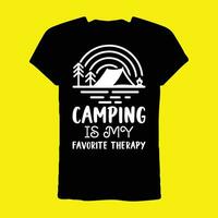 camping est mon préféré thérapie T-shirt vecteur