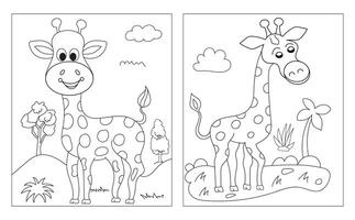 girafe dessin animé personnages isolé sur blanc Contexte. pour des gamins coloration livre.n vecteur