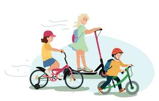 les enfants équitation Vélos composition vecteur