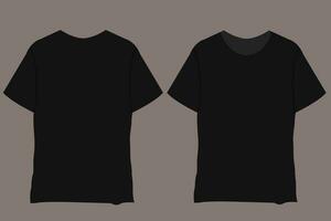 T-shirt maquette vecteur modèle. Vide noir t-shirts de face vue présentation pour imprimer. Pour des hommes noir maquette prêt à remplacer conception. court manche décontractée tissu T-shirt.