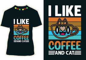 café chat T-shirt conception vecteur