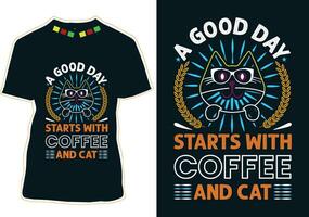 café chat T-shirt conception vecteur