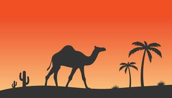 chameau dans le désert soir fond d'écran conception pour ordinateur vecteur