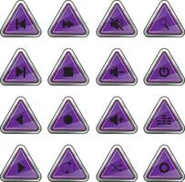 le violet Triangle bouton a nombreuses symboles. vecteur