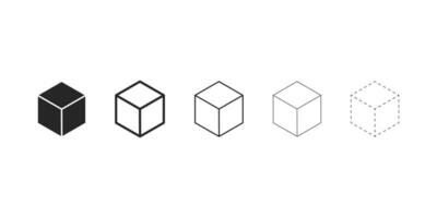 cube Icônes ensemble. isolé carré audacieux et contour boîte. pointillé et à pois cube collection. vide transparent blocs dans linéaire conception. vide récipient signe. vecteur eps dix.