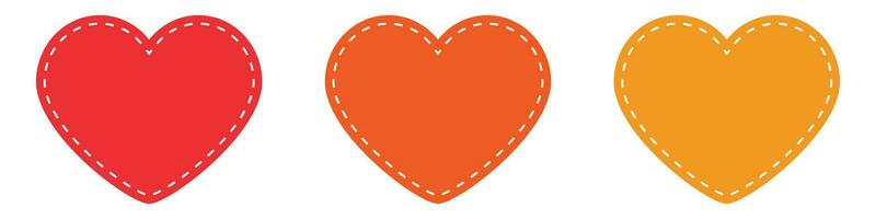 pointillé cœur forme dans rouge orange et violet couleur. à pois l'amour symbole. romantique icône dans plat conception. contour cœur illustration. l'amour icône dans Facile modéré style. vecteur eps dix.