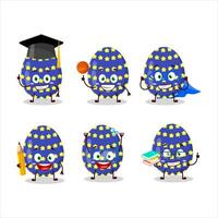 école étudiant de foncé bleu Pâques Oeuf dessin animé personnage avec divers expressions vecteur