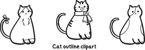 ensemble de chat contour clipart vecteur