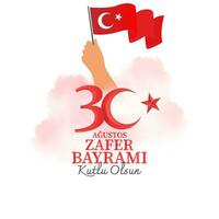30 août jour de la victoire. fête nationale de la turquie. turc, 30 agustos zafer bayrami kutlu olsun vecteur