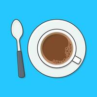 tasse de café avec cuillère vecteur icône illustration. café Haut vue
