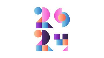 Créatif 2024 géométrique nombre pour Nouveau année coloré pente conception isolé sur blanc Contexte vecteur