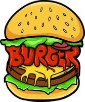 illustration vectorielle de nourriture burger mignon vecteur
