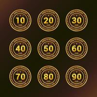 collection d'insignes de célébration d'anniversaire brun doré vecteur