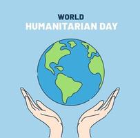 journée mondiale de l'humanitaire 19 août. mains humaines tenant une terre propre.