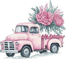 aquarelle rose Noël clipart vecteur