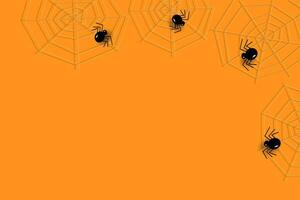 abstrait coin frontière conception pour Halloween avec toiles d'araignées et les araignées dans branché vacances Orange ombre vecteur