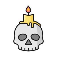 crâne bougies. Humain crâne avec une bougie. Halloween symboles. Humain crâne chandelier. vecteur dessin animé isolé sur blanc Contexte.
