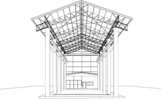 3d illustration de industriel bâtiment vecteur