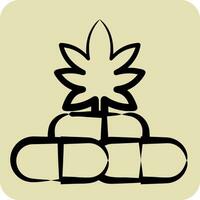 icône cbd gélules. en relation à cannabis symbole. main tiré style. Facile conception modifiable. Facile illustration vecteur