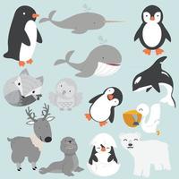 grand ensemble de collection de dessins animés d'animaux de l'Arctique vecteur