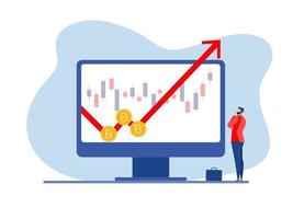 Analyse de la stratégie commerciale du marché boursier avec illustrateur de vecteur de croissance à la hausse Bitcoin.