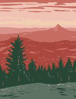 montagnes siskiyou situées dans le monument national cascade-siskiyou dans le sud-ouest de l'oregon états-unis wpa poster art vecteur