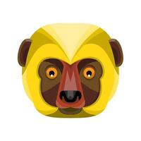 icône plate de tête de lémurien diadème sifaka vecteur