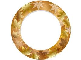 cadre rond de vecteur de feuille d'érable d'or d'automne isolé sur un fond blanc.