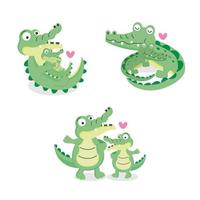 dessin animé mignon de crocodile et de bébé. vecteur