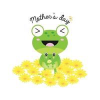 carte de voeux bonne fête des mères. caricature de maman et bébé grenouille. vecteur