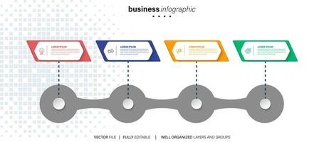 chronologie infographie mince ligne conception avec Icônes. modèle pour graphique, diagramme, présentations. affaires concept avec 4 options. vecteur illustration.