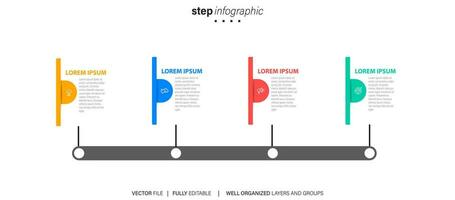 modèle d'infographie d'entreprise. étiquette de conception de ligne mince avec icône et 4 options, étapes ou processus. vecteur