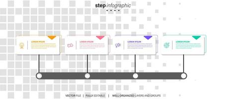 chronologie infographie mince ligne conception avec Icônes. modèle pour graphique, diagramme, présentations. affaires concept avec 4 options. vecteur illustration.