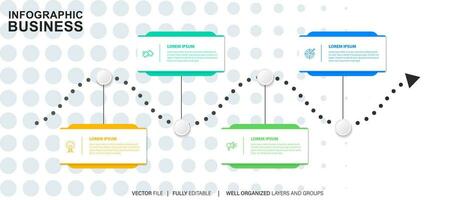 modèle d'infographie d'entreprise. étiquette de conception de ligne mince avec icône et 4 options, étapes ou processus. vecteur