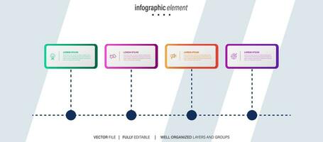 infographie conception modèle. chronologie concept avec 4 pas vecteur