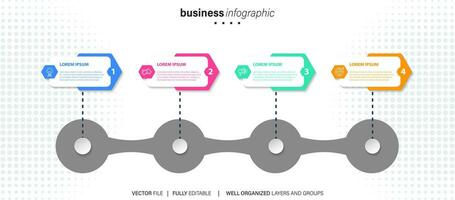 infographie conception modèle, affaires concept avec 4 pas ou choix, pouvez être utilisé pour flux de travail mise en page, diagramme, annuel rapport, la toile design.créatif bannière, étiquette vecteur. vecteur