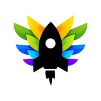 fusée ailes icône logo conception vecteur