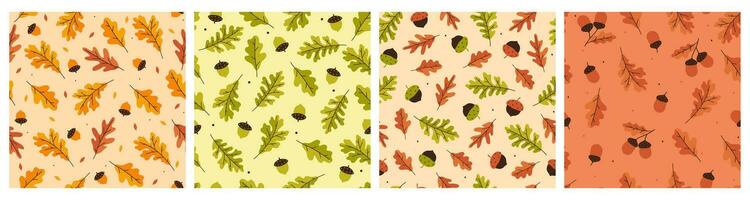 collection de l'automne sans couture motifs avec glands et chêne feuilles. vecteur graphique.