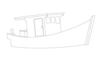 contour de une pêche bateau sur une blanc Contexte vecteur
