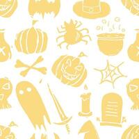 motif d'halloween sans couture. griffonnage halloween fond vecteur