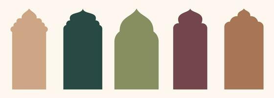 forme islamique porte et fenêtre silhouette arabe cambre. collection de motifs dans Oriental style. cadres dans arabe musulman conception pour Ramadan Karim. vecteur mosquée porte forme isolé sur blanc