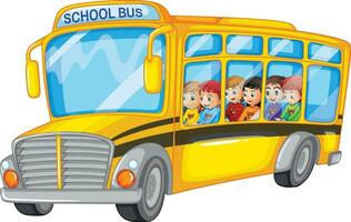 les enfants et école autobus sur blanc Contexte vecteur